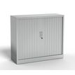 Armoire basse à rideau - L120 x H105 x P43 cm - corps alu/rideau alu