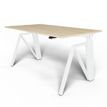 Bureau THEODORE  L140 - pieds blanc - plateau imitation chêne