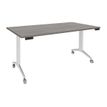 Table de réunion abattantes - L140 x P80 cm - pied blanc - plateau imitation chêne gris