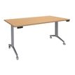 3253310160248-Table de réunion abattantes - L140 x P80 cm - pied alu - plateau imitation hêtre -P_405133437_1-0