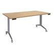 Table de réunion abattantes - L160 x P80 cm - pied alu - plateau imitation chêne clair