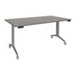 Table de réunion abattantes - L160 x P80 cm - pied alu - plateau imitation chêne gris