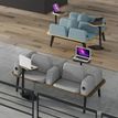 3253310179448-Banquette ILO - 2 places L172xP67cm -  blanc - structure noyer - tissu gris chiné-P_405134619_2-1