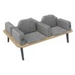 Banquette ILO - 4 places L172xP114cm -  carbone - structure chêne clair - tissu gris chiné
