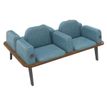 Banquette ILO - 4 places L172xP114cm -  carbone - structure noyer - tissu bleu guède