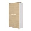 3483601098046-Rangement haut CONNEXION - L80 x H187 x P45 - 2 portes - 4 étagères - Chêne/blanc-P_405137439_1-0
