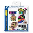 4007817086131-Staedtler Lumocolor 318 - Pack de 14 marqueurs permanents - Pointe fine - Couleurs assorti-P_405145968_1-0