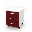 Caisson mobile - 3 tiroirs - L41xP50xH52,2 cm - structure blanche, façade prune