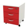 Caisson mobile - 3 tiroirs - L41xP50xH52,2 cm - structure blanche, façade rouge