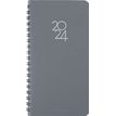 Agenda de poche spiralé Portland - 1 semaine sur 2 pages - 9,5 x 17 cm - gris - Oberthur