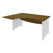 3253310294530-Bureau compact à gauche DUAL - L160 cm - Pieds blanc - plateau imitation noyer (Pieds de renfort ou caisson bout de bureau obligat-P_405152144_1-0