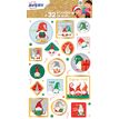 5014702144882-32 stickers de Noël, motifs traditionnels, rouge, vert et kraft, formes variées--0
