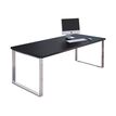 Bureau Manager FLORA - L180 x P90 cm - pieds cadre en métal effet chromé - plateau imitation frêne noir