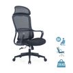 3700339993284-Fauteuil de bureau RICHARD - accoudoirs fixes - têtière intégré - noir--0