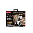 Coffret de Noël CHALK MARKERS – Thème traditionnel - 4 marqueurs craie pointe medium avec 2 illustrations à reproduire offertes – couleurs traditionnelles - blanc, or, vert métal, rouge