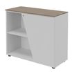 3253310544406-Armoire basse KHEOPS  - porte à droite - structure blanc perle - finition imitation noyer-P_405224001_1-0