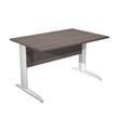Bureau droit Trend - L160 - Pieds métals - plateau imitation frêne toscan - pied blanc