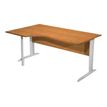 0404052257144-Bureau compact Trend - retour à gauche avec pieds métal en L + pied de renfort - L160 - plateau imitation fr