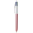 BIC 4 Couleurs Pearl - Stylo à bille 4 couleurs - corps rose