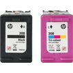 0196786390135-HP 308 - Pack de 2 - noir, jaune, cyan, magenta - cartouche d'encre originale (6L6S6UE)--1