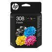 HP 308 - Pack de 2 - noir et 3 couleurs - cartouche d'encre originale (6L6S6UE)