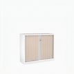 3219096928601-Armoire mi-haute monobloc à rideaux ETIC - 100 x 120 x 43 cm - corps blanc - rideaux acacia--0
