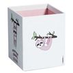 3173740242034-Pot à crayons cartonné SMILE "Paresseux" "Super Pouvoir" coloris blanc et rose--1