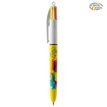 3086123776715-BIC 4 Couleurs Original - Stylo à bille 4 couleurs (rouge, bleu, vert, noir) - décors hydro jaune--0