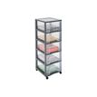 Sundis - Tour de rangement XL - 5 tiroirs - 92 litres - gris, translucide