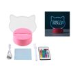 8053634005530-Lampe 3D tête de chat 13,8 x 9,5 x 16 cm - Base tactile - Câble USB et télécommande inclus--0