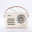 Halterrego - Radio vintage - Bluetooth, Radio FM, lecteur USB, Aux In Aux IN - Batterie rechargeable - blanc cassé