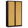 -Armoire métallique haute monobloc à rideaux - 198x120x45cm - noir/hêtre--0