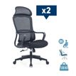 -Lot de 2 fauteuils de bureau RICHARD - accoudoirs fixes - têtière intégré - noir--0