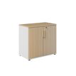 3483601390577-Armoire basse ITALIC - H75 x L80 x P45 - 2 portes - Corps blanc - Dessus et portes imitation Chêne--2