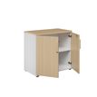 3483601390577-Armoire basse ITALIC - H75 x L80 x P45 - 2 portes - Corps blanc - Dessus et portes imitation Chêne--3