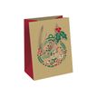 Clairefontaine - Sac cadeau kraft - holly rouge et vert - 21,5 cm x 10,2 cm x 25,3 cm