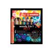 STABILO woody 3 in 1 ARTY - 6 Crayons de couleur - noir, jaune, turquoise, bleu d'outremer, blanc, rouge