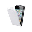 Muvit Slim - Flip cover voor mobiele telefoon - polyurethaan, polycarbonaat - witte croco - voor Apple iPhone 4, 4S
