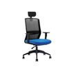 Fauteuil de bureau SCOTT NOIR - Accoudoirs réglables - appuie tête réglable - bleu