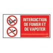 Pickup - Plaque de signalisation - 300 x 150 mm - interdiction de vapoter et de fumer