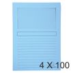 Exacompta Super 160 - 4 Paquets de 100 Chemises à fenêtre - 160 gr - bleu clair