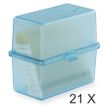 Exacompta Memo-Box - 21 Boîtes à fiches - A8 - pour 100 cartes - turquoise translucide