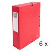 Exacompta Exabox - 6 Boîtes de classement en carte lustrée - dos 80 mm - rouge