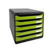Exacompta BigBox Plus - Module de classement 5 tiroirs - noir/vert anis