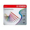 STABILO CarbOthello - 24 Crayons de couleur aquarellables - Boîte métal - Couleur fusain pastel
