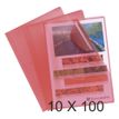 Exacompta - 10 Packs de 100 Pochettes coin grainées - A4 - 12/100 - rouge