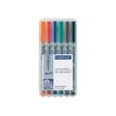 STAEDTLER Lumocolor 315 - Pen met vezelpunt - niet permanent - verschillende kleuren - 1 mm - gemiddeld - pak van 6