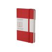 Moleskine Classic Large - Notitieboek - bevestigd aan hoes - 130 x 210 mm - rechthoekig - 96 vellen / 192 pagina's - ivoorkleurig papier - vierkant - rode hoes - karton