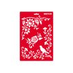 MEYCO - Pochoir artisanal - fleurs et oiseaux - 21 x 31 cm - rouge transparent - plastique