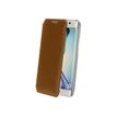 Muvit Made in Paris Crystal Folio - Flip cover voor mobiele telefoon - polyurethaan - bruin - voor Samsung Galaxy S6 edge